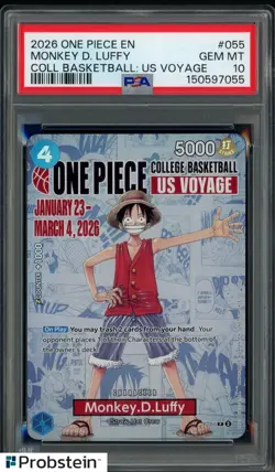 2026 One Piece EN College Basketball US Voyage #055 Monkey D Luffy PSA 10 - Image 1