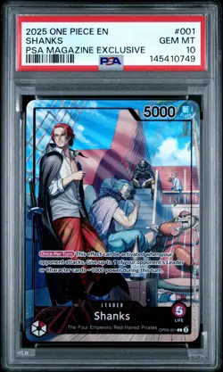 2025 ONE PIECE PROMOS PSA MAGAZINE EXCLUSIVE #001 SHANKS PSA 10 - Image 1