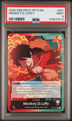 2025 ONE PIECE OP13-CARRYING ON HIS WILL #001 MONKEY D. LUFFY PSA 9 - Image 1
