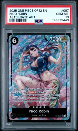 2025 ONE PIECE OP12-LEGACY OF THE MASTER ALTERNATE ART #087 NICO ROBIN PSA 10 - Image 1