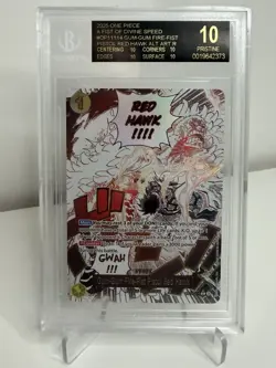 Low pop! One Piece Gum-gum Fire-fist Pistol Red Hawk Op11-114 BGS 10 Black Label - Image 1