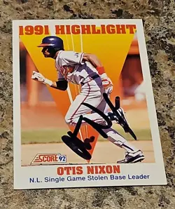 Otis Nixon Autographed Card Atlanta Braves 1992 Score Signed Auto ⚾ Mlb - Image 1
