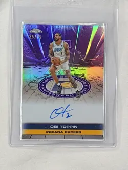 2025-26 Topps Chrome Obi Toppin On Card Auto Purple /75 Indiana Pacers - Image 1