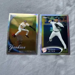 2010 & 2012 Topps Chrome Derek Jeter Refractor Baseball Card Lot NY Yankees - Image 1
