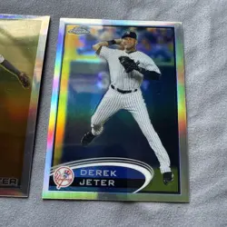 2010 & 2012 Topps Chrome Derek Jeter Refractor Baseball Card Lot NY Yankees - Image 3