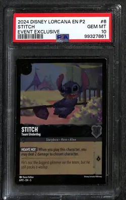 Disney Lorcana Stitch Team Underdog Cold Foil Promo 6/P2 PSA 10 - Image 1