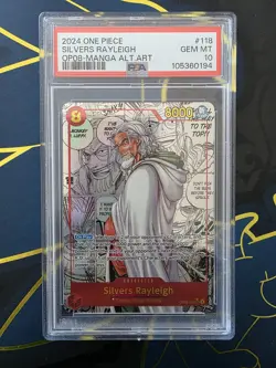 PSA 10 Silvers Rayleigh OP08-118 Manga ENGLISH One Piece Card Two Legends - Image 1
