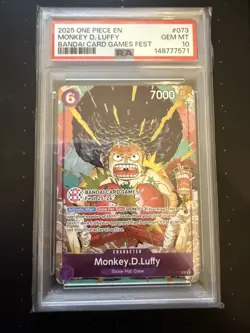 PSA 10 Afro Luffy OP07-073 Promo One Piece Bandai Card Games Fest 25-26 ENGLISH - Image 1