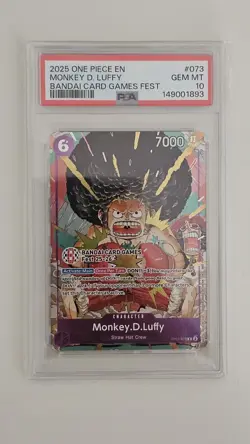 PSA 10 Afro Luffy OP07-073 Promo One Piece Bandai Card Games Fest 25-26 ENGLISH - Image 1