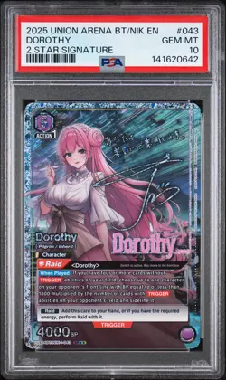 2025 UNION ARENA UE14BT/NIK GODDESS OF VICTORY: NIKKE 2 STAR SIG DOROTHY PSA 10 - Image 1