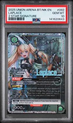 2025 UNION ARENA UE14BT/NIK GODDESS OF VICTORY: NIKKE 2 STAR SIG LAPLACE PSA 10 - Image 1
