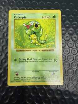 Caterpie 45/102 - SHADOWLESS - VINTAGE WOTC POKEMON CARD - BASE SET - MP/HP - Image 1