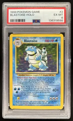 1999 Pokemon Unlimited Blastoise Holo Rated Rookie Error Card Rare #2/102 PSA 6 - Image 1