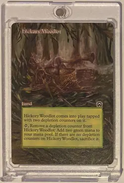 HICKORY WOODLOT (MMQ) MTG Magic Hand Painted Altered Extended Art STAPLE LAND - Image 1