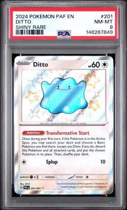 2024 POKEMON PAF EN-PALDEAN FATES SHINY RARE #201 DITTO PSA 8 - Image 1