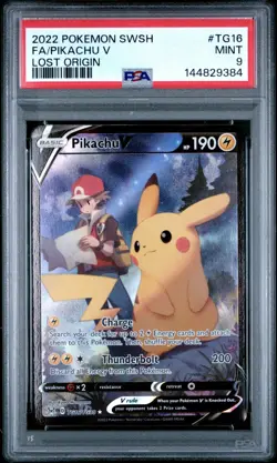 2022 Pokemon SWSH Full Art Pikachu V Lost Origin Trainer Gallery #TG16 PSA 9 - Image 1