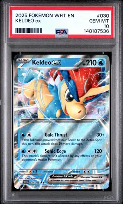 2025 POKEMON WHT EN-WHITE FLARE #030 KELDEO EX PSA 10 - Image 1