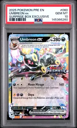 2025 POKEMON PRISMATIC EVOLUTIONS SURPRISE BOX EXCLUSIVE UMBREON EX PSA 10 - Image 1