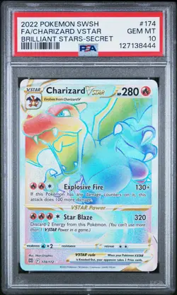 2022 POKEMON SWORD & SHIELD BRILLIANT STARS #174 FULL ART/CHARIZARD VSTAR PSA 10 - Image 1
