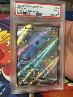 2024 POKEMON PAF EN-PALDEAN FATES SHINY ULTRA RARE #216 MEW EX PSA 9 - Image 1