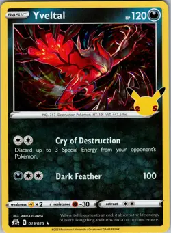 Yveltal 019/025 Celebrations Pokemon TCG LP-NM - Image 1