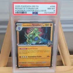 Team Rocket's Tyranitar Pokemon Center #096 PSA 8 Stamp Destined Rivals Promo - Image 1