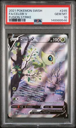 2021 POKEMON SWORD & SHIELD FUSION STRIKE #245 FULL ART/CELEBI V PSA 10 - Image 1