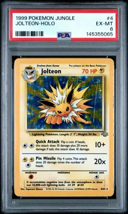 1999 POKEMON JUNGLE #4 JOLTEON-HOLO PSA 6 - Image 1