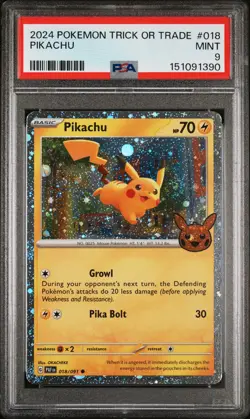 2024 POKEMON TRICK OR TRADE #018 PIKACHU PSA 9 - Image 1