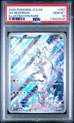 2025 POKEMON JTG EN-JOURNEY TOGETHER ILLUSTRATION RARE #167 N'S RESHIRAM PSA 10 - Image 1
