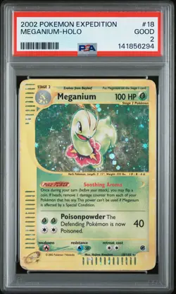 2002 POKEMON EXPEDITION #18 MEGANIUM-HOLO PSA 2 - Image 1