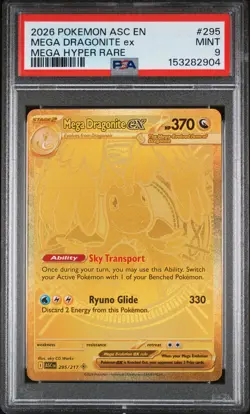 2026 POKEMON ASC EN-ASCENDED HEROES MEGA HYPER RARE #295 MEGA DRAGONITE EX PSA 9 - Image 1