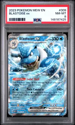 2023 POKEMON MEW EN-151 #009 BLASTOISE EX PSA 8 - Image 1