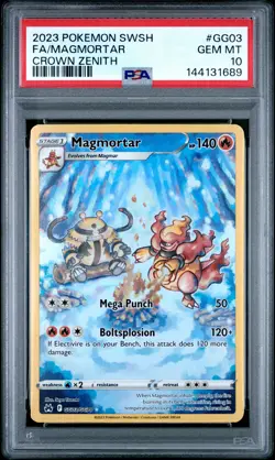 2023 POKEMON SWORD & SHIELD CROWN ZENITH #GG03 FULL ART/MAGMORTAR PSA 10 - Image 1