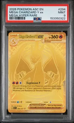 2026 POKEMON ASCENDED HEROES MEGA HYPER RARE MEGA #294 CHARIZARD Y EX PSA 9 - Image 1