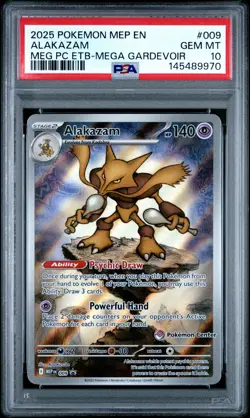 2025 POKEMON MEGA EVOLUTION POKEMON CENTER ETB PROMO #009 ALAKAZAM PSA 10 - Image 1