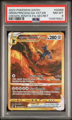 2023 POKEMON SWSH CROWN ZENITH SECRET FULL ART/ORIGIN FORME DIALGA VSTAR PSA 8 - Image 1