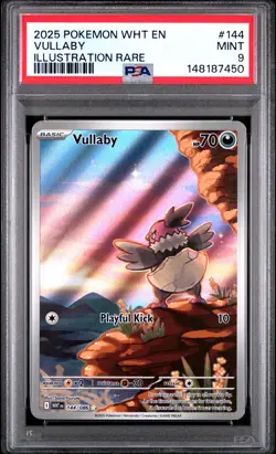 2025 POKEMON WHT EN-WHITE FLARE ILLUSTRATION RARE #144 VULLABY PSA 9 - Image 1