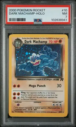 2000 POKEMON ROCKET #10 DARK MACHAMP-HOLO PSA 7 - Image 1