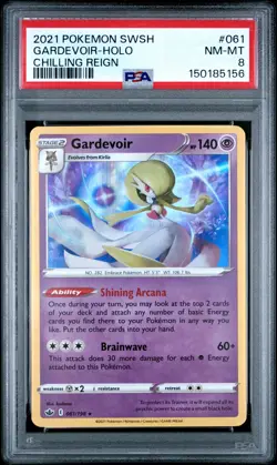 2021 POKEMON SWORD & SHIELD CHILLING REIGN #061 GARDEVOIR-HOLO PSA 8 - Image 1