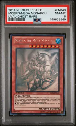 2014 YU-GI-OH! LEGACY OF THE VALIANT GHOST RARE MOBIUS THE MEGA MONARCH PSA 8 - Image 1