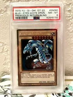 Yu-Gi-Oh! Blue-Eyes White Dragon 1st Edition Ultra Rare LCKC-EN080 Tablet PSA 8 - Image 1