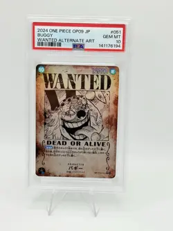 WANTED Alt Art Buggy One Piece 2024 OP09 Emperors/New World Japanese #051 PSA 10 - Image 1