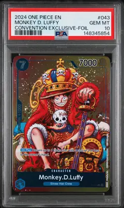 2024 ONE PIECE PROMOS CONVENTION EXCLUSIVE-FOIL #043 MONKEY D. LUFFY PSA 10 - Image 1