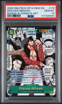 2026 One Piece OP14-EB04 En Manga Alternate Art #119 Dracule Mihawk PSA 10 - Image 1