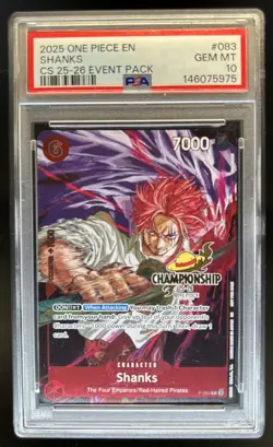 2025 One Piece The Best Vol. 2 Shanks Promo CS Event Pack #P-083 PSA 10 GEM MINT - Image 1