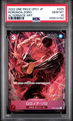 2022 ONE PIECE JPN OP01-ROMANCE DAWN ALTERNATE ART #025 RORONOA ZORO PSA 10 - Image 1