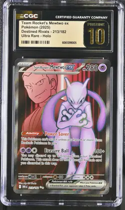 2025 Pokemon Destined Rivals Team Rockets Mewtwo ex 213 CGC 10 Pristine UR - Image 1