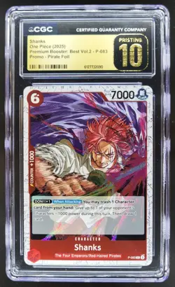 2025 ONE PIECE SHANKS PROMO PIRATE FOIL P-083 CGC 10 PRISTINE TL3 - Image 1