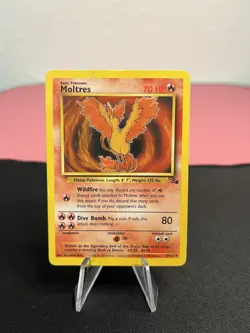 Moltres 27/62 Pokemon Fossil Regular Rare Vintage Trading Card - COOKED! - Image 1